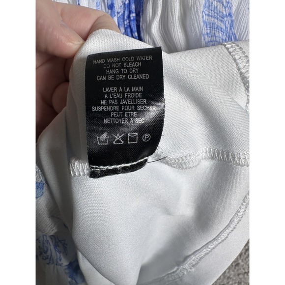 Linea Domani Floral Blouse Size XL White Blue Chiffon Fairy Romantic Feminine - Picture 3 of 6